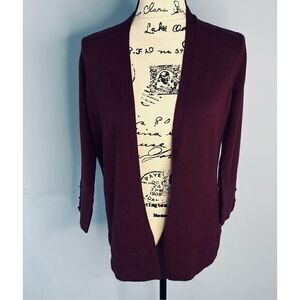 Evolution by Cyrus Women's XS Burgundy Open Front Cardigan Sweater NWT